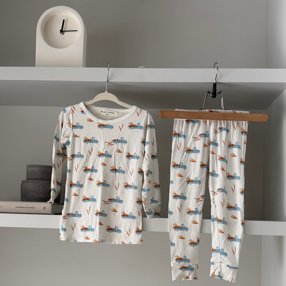 Play Kids Cream Pajama Set with Blue and Orange Print